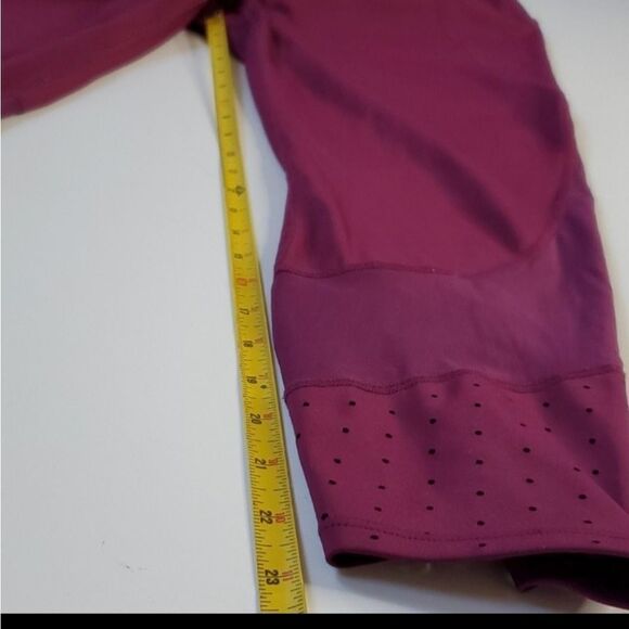 L T ATHLETA CHATARUNGA LASER MESH maroon purple running yoga LEGGINGS LARGE TALL - Picture 3 of 11